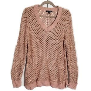INC WOMENS  METALLIC GOLD PULLOVER SWEATER TOP PINK BLUSH 1X PLUS